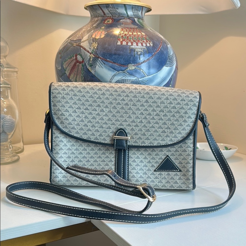 Vintage Liz Claiborne Navy Geometric Crossbody Bag 1984